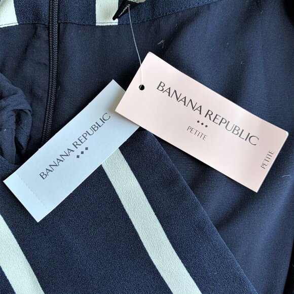 NWT Banana Republic Dress Sleeveless Navy White Stripes Nautical Petite … - Picture 11 of 12